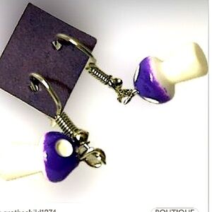 Magical mushrooms earrings ceramic and stainless hook pair jewelry nwt SPARKLE